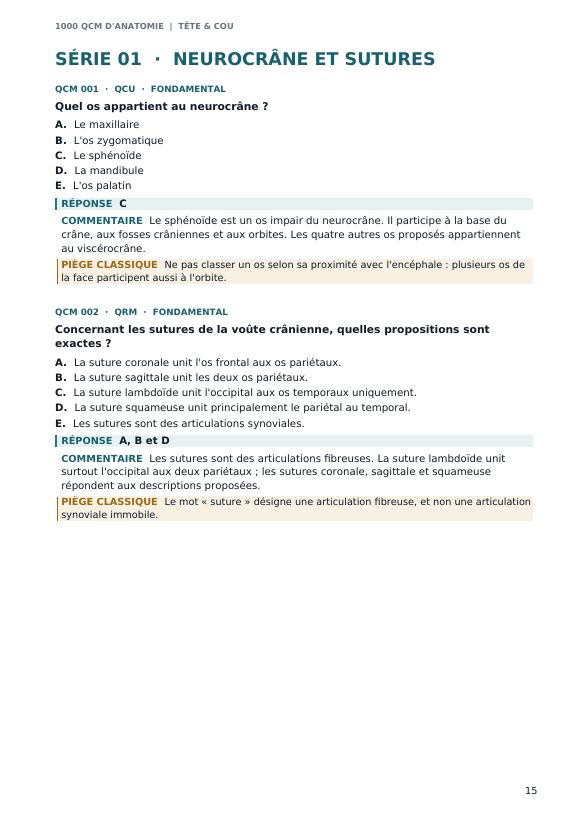Aperçu 4 — 1000 QCM d'Anatomie
